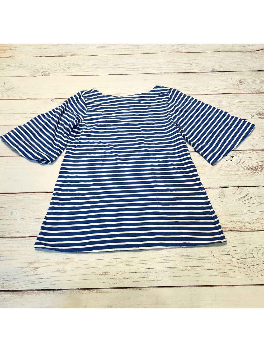 FP Beach Blue and White Striped Bell Sleeve Top Tunic Medium
